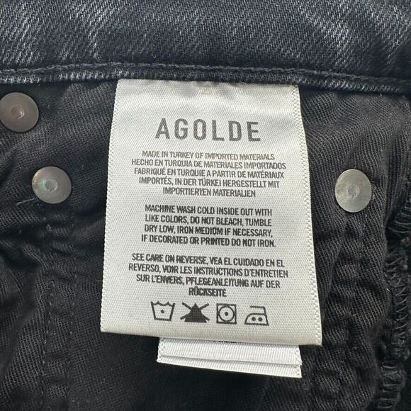 Agolde Riley High Rise Straight Crop Jeans Revolve Size 26 Black Preppy‎ City - Picture 10 of 12